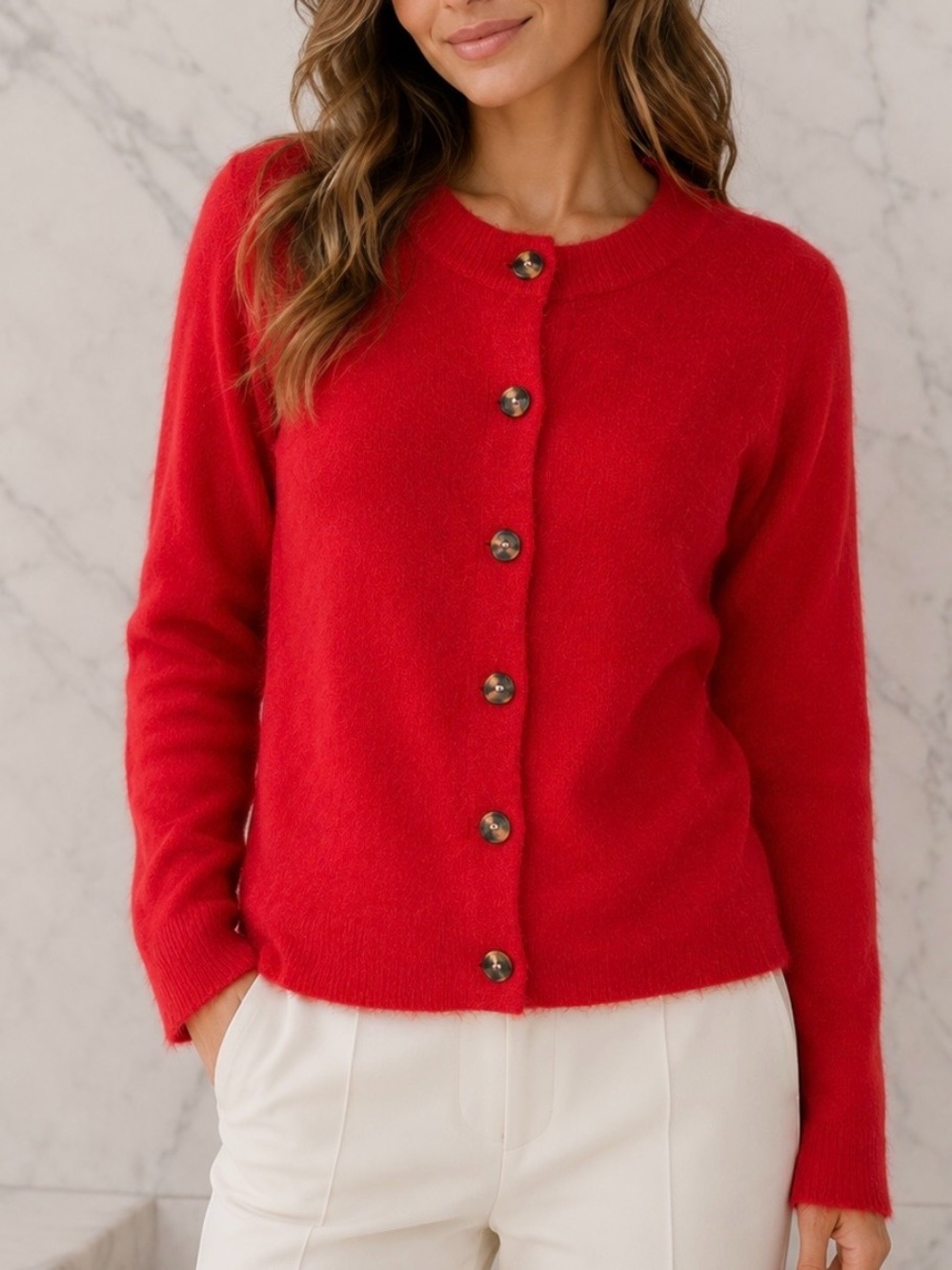 Zara Red Button-Up Women's Cardigan